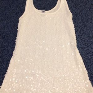 White sequin top with cotton back
